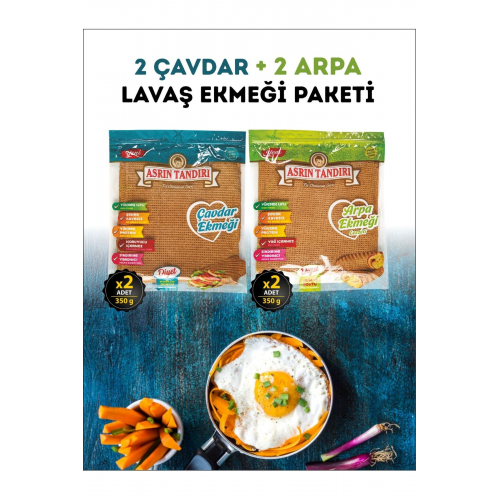 4’Lü Paket (2Adet Ekşi Mayalı Çavdar + 2 Adet Ekşi Mayalı Arpa Lavaş Ekmeği Paketi)