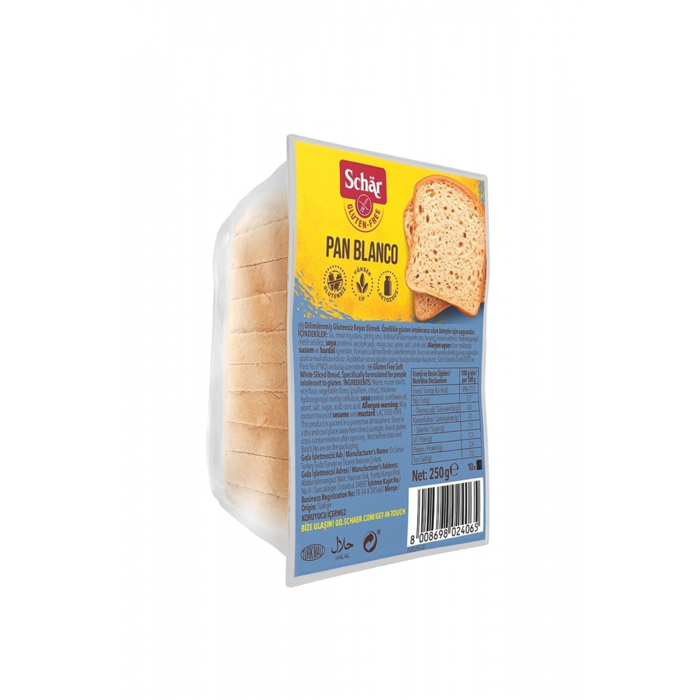 Pan Blanco Glutensiz Ekmek 250 gr (8 Adet)