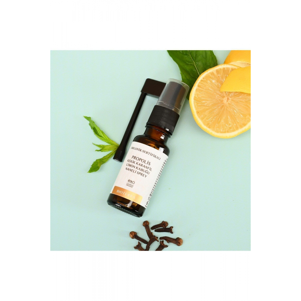 Organik Propolis Flovonoid Kekik Karanfil Boğaz Spreyi 20 ml