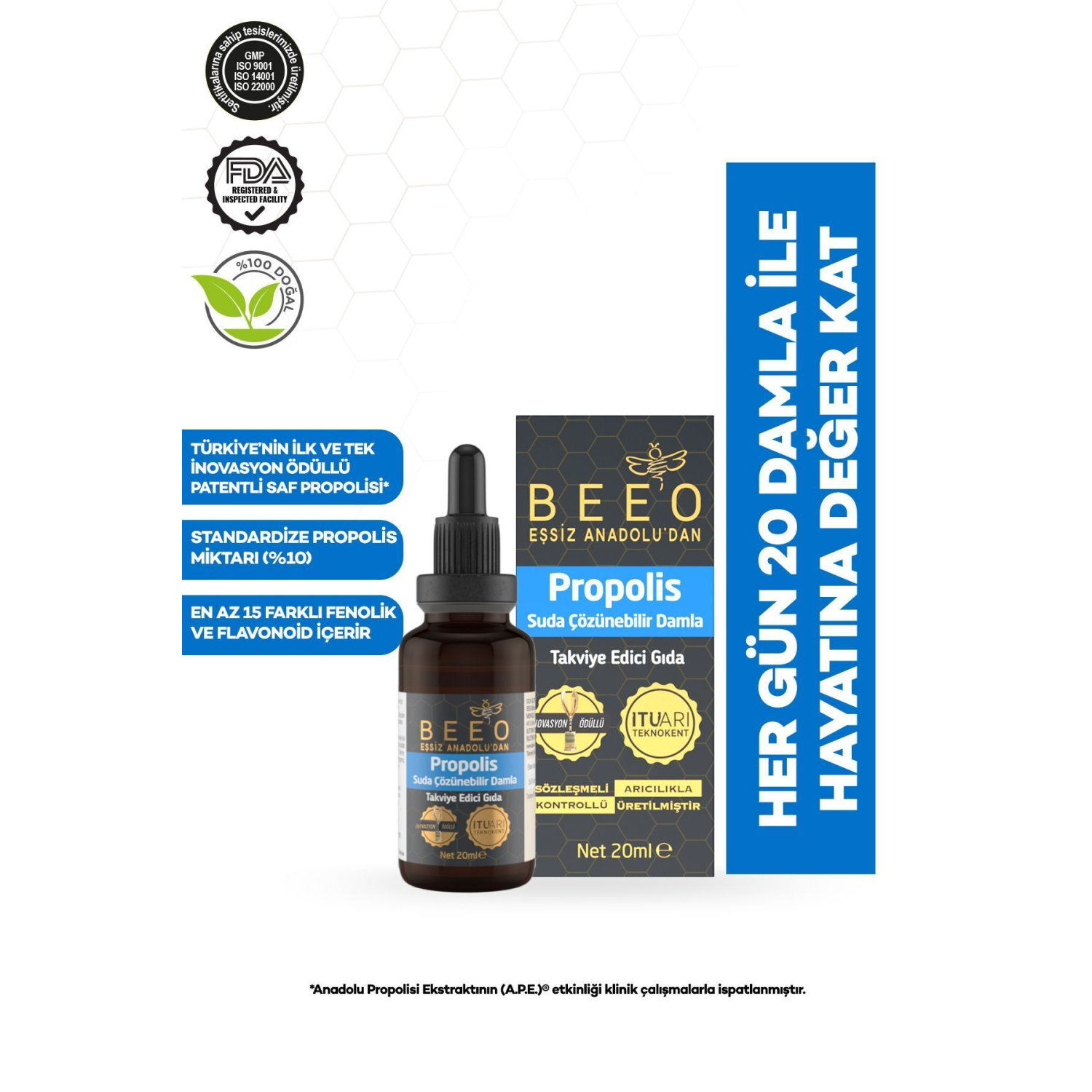 Suda Çözünebilir Propolis Damla 20 Ml