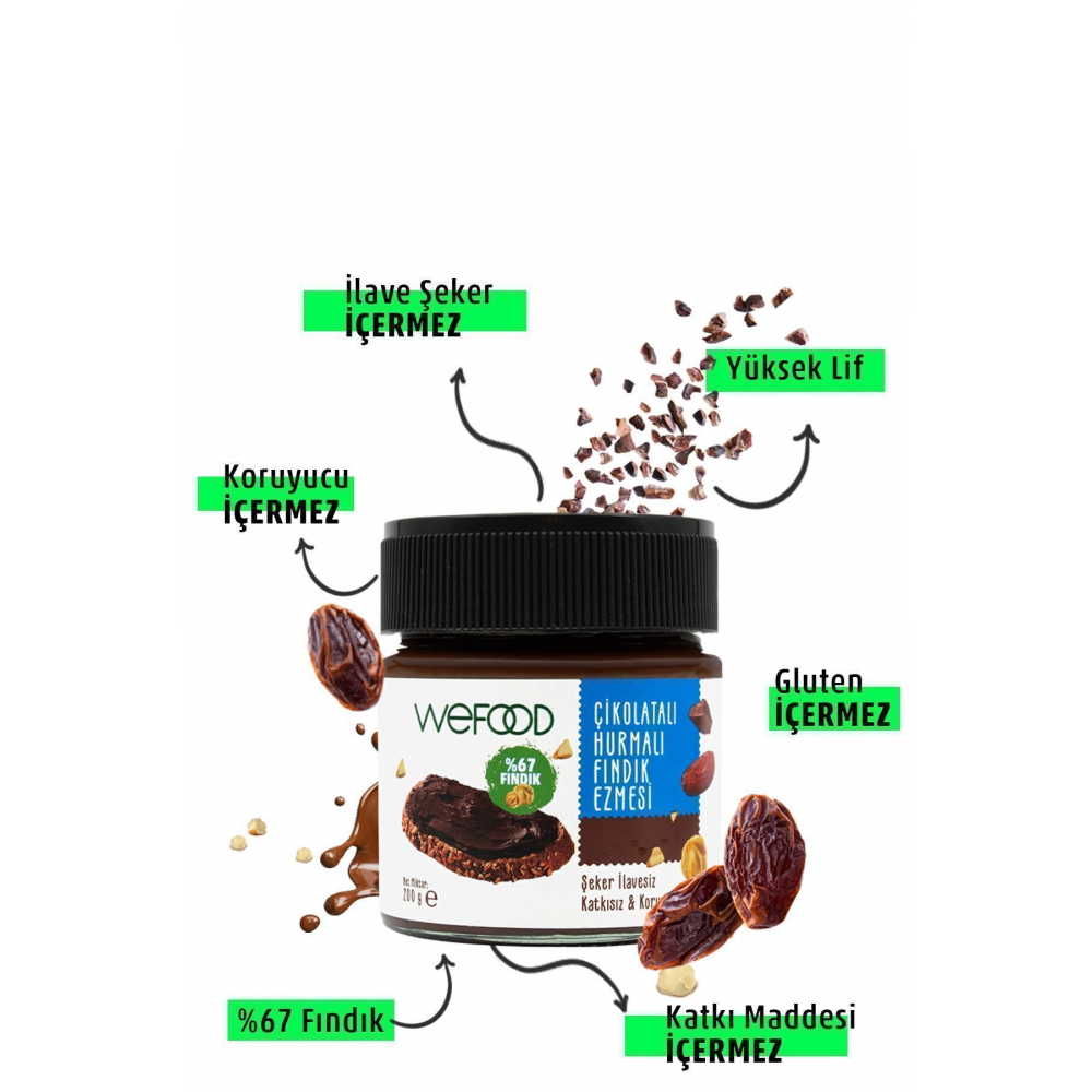 Çikolatalı Hurmalı Fındık Ezmesi (Şekersiz, Katkısız) 200 gr