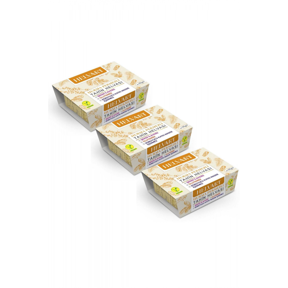 Helvart Şeker Ilavesiz Hurma Pekmezli Tahin Helvası 175 G X3 Adet