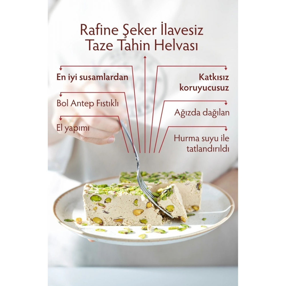 Rafine Şeker İlavesiz Antep Fıstıklı Taze Tahin Helvası 3'lü Avantaj Paketi