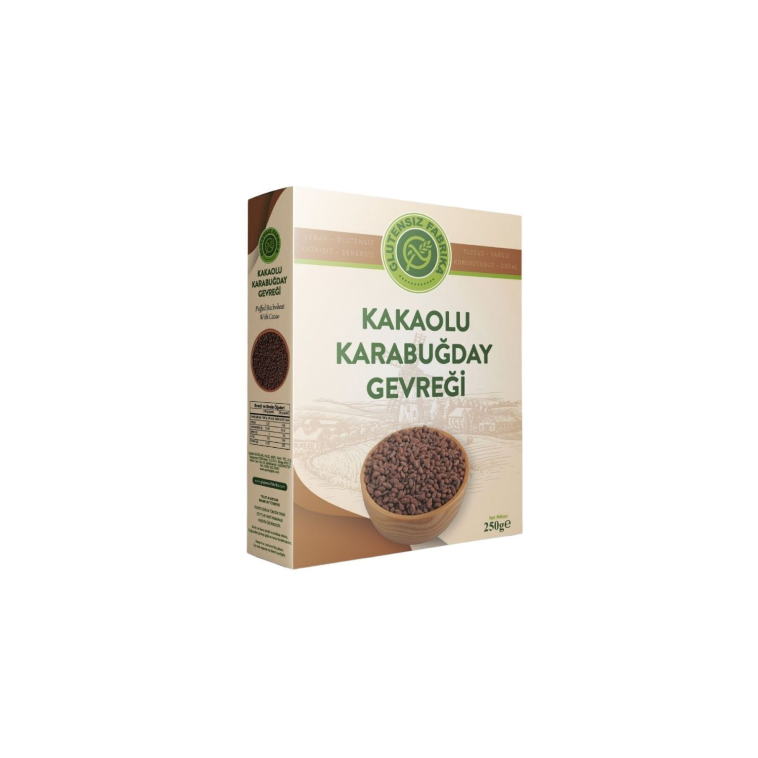 Glutensiz Kakaolu Karabuğday Gevreği 250 gram Katkısız Doğal Sağlıklı