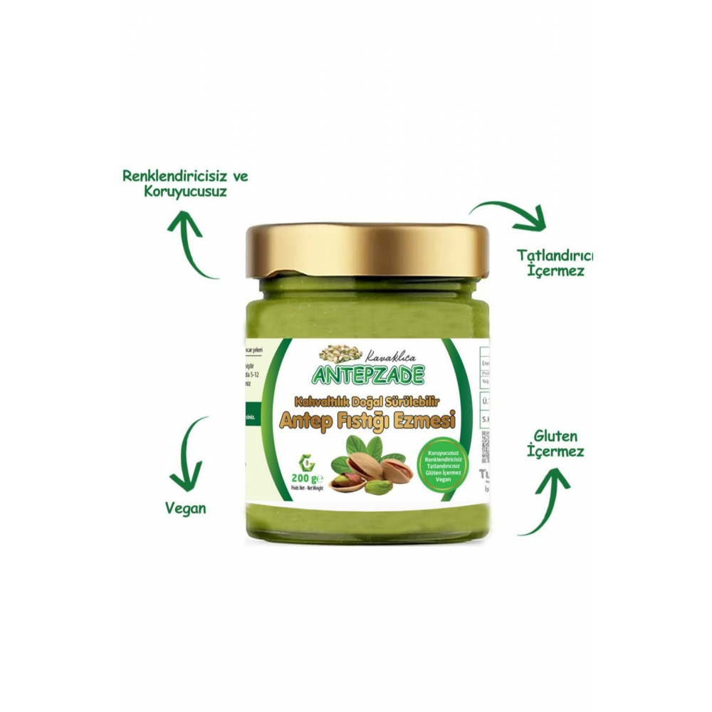 Fıstık Ezmesi (ANTEP FISTIĞI EZMESİ) Doğal Sürülebilir Net 200 G