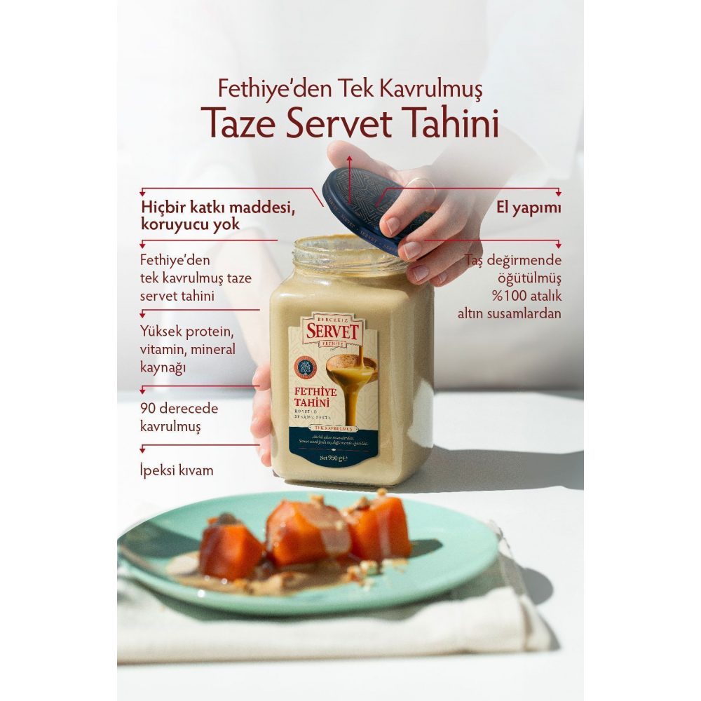 Taze Üretilmiş Tek Kavrulmuş Fethiye Tahini - 950 gr - Yerli Susam