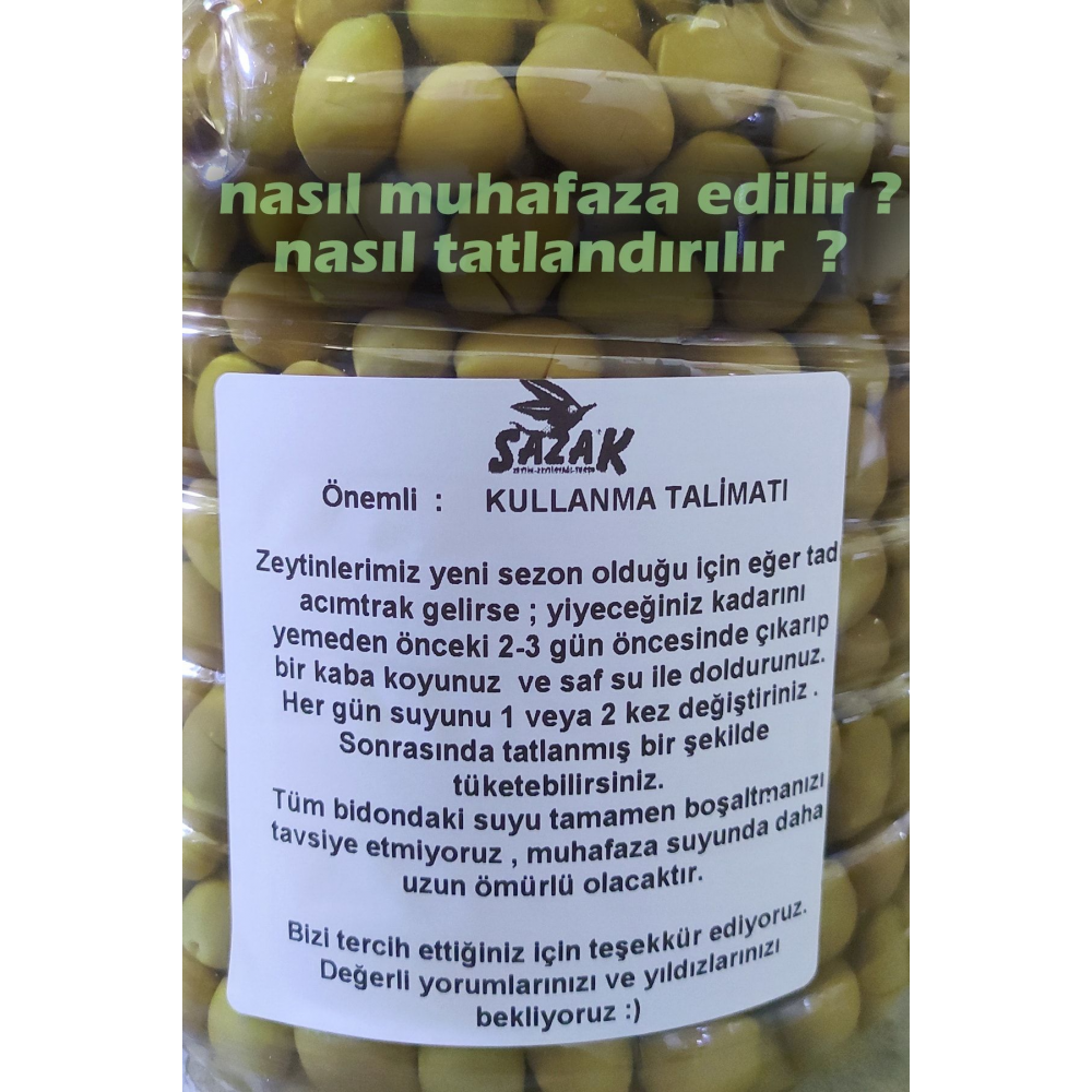 Yeşil Kırma Zeytin ( 261-290 M Kalibre) 5 Lt Pet Iri Tane