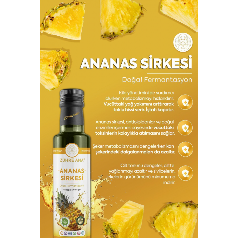 Ananas Sirkesi Doğal Fermantasyon Pineapple Vinegar 500 Ml
