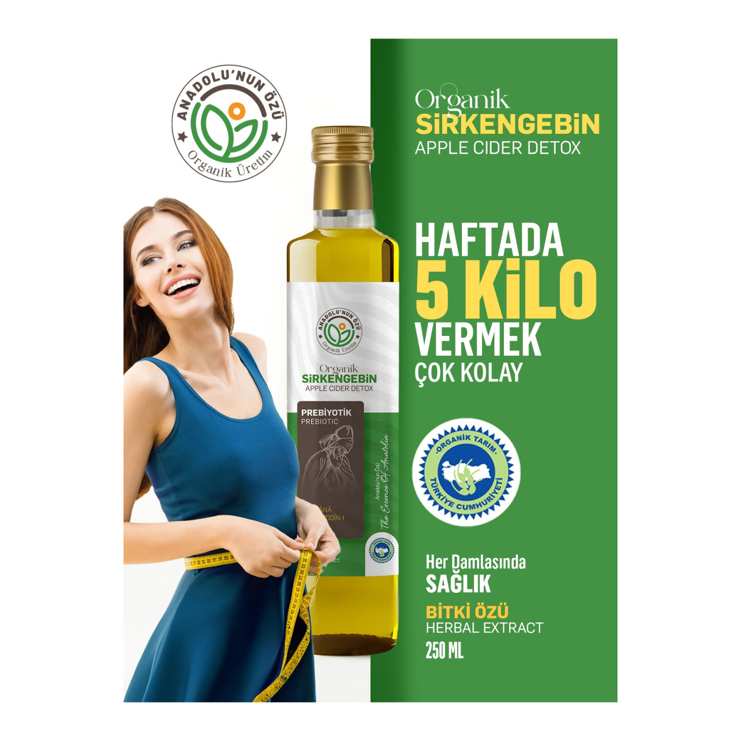Organik Sirkengebin Prebiyotik Detox Sirkesi