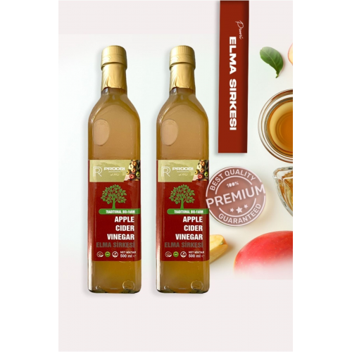 Organik Yıllanmış Elma Sirkesi Içilebilir Doğal Fermantasyon 500 ml 2'li Detox Paket (1000 ML)