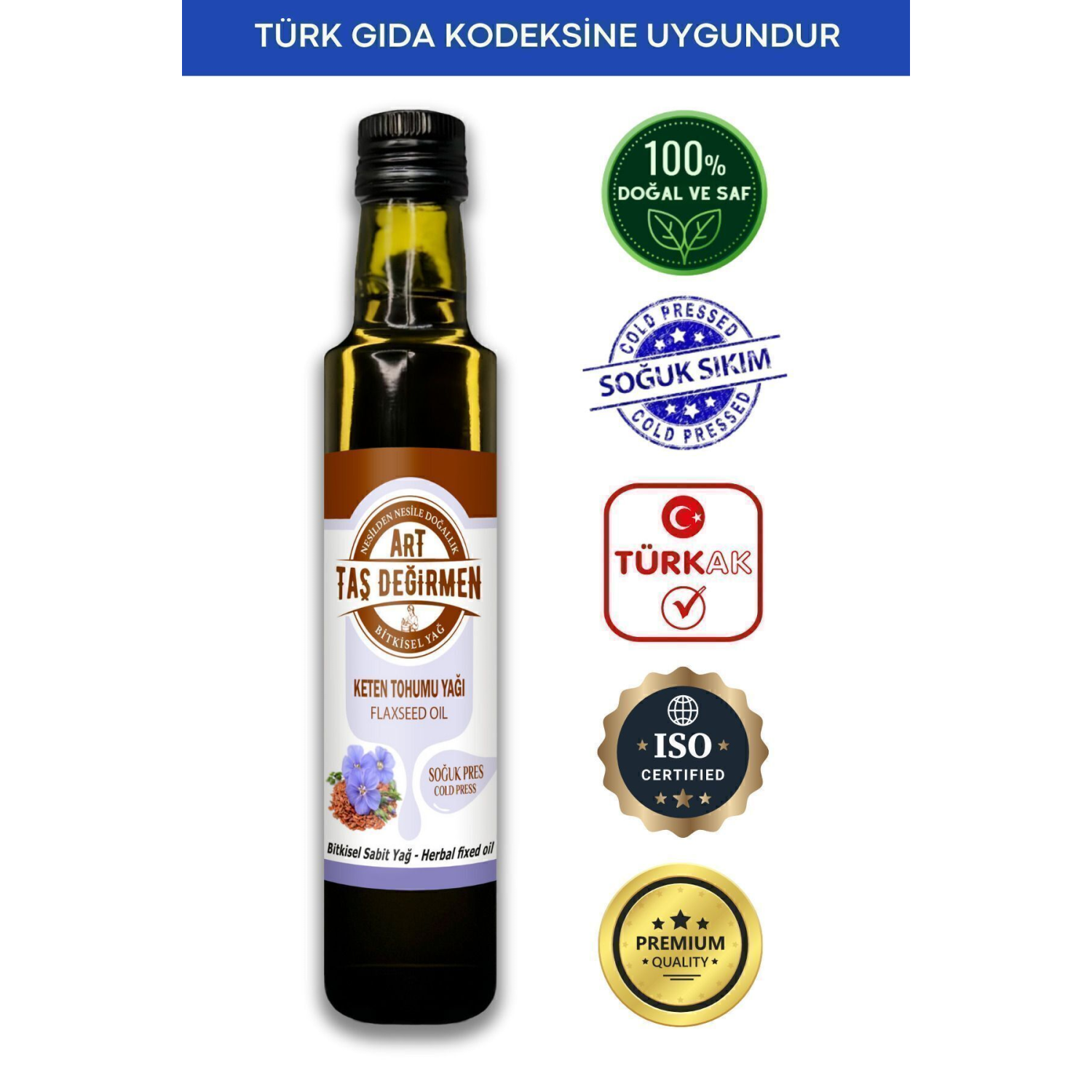 %100 Saf, Doğal Keten Tohumu Yağı 250 ml Soğuk Sıkım (HEDİYE ÜRÜN FIRSATI)