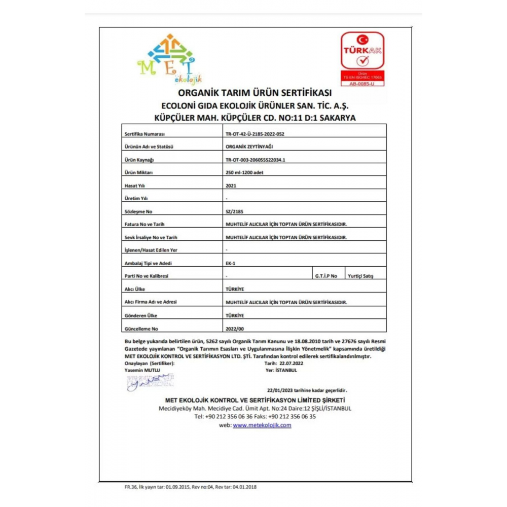 Organik Bebek Zeytinyağı 250 Ml +6 Ay