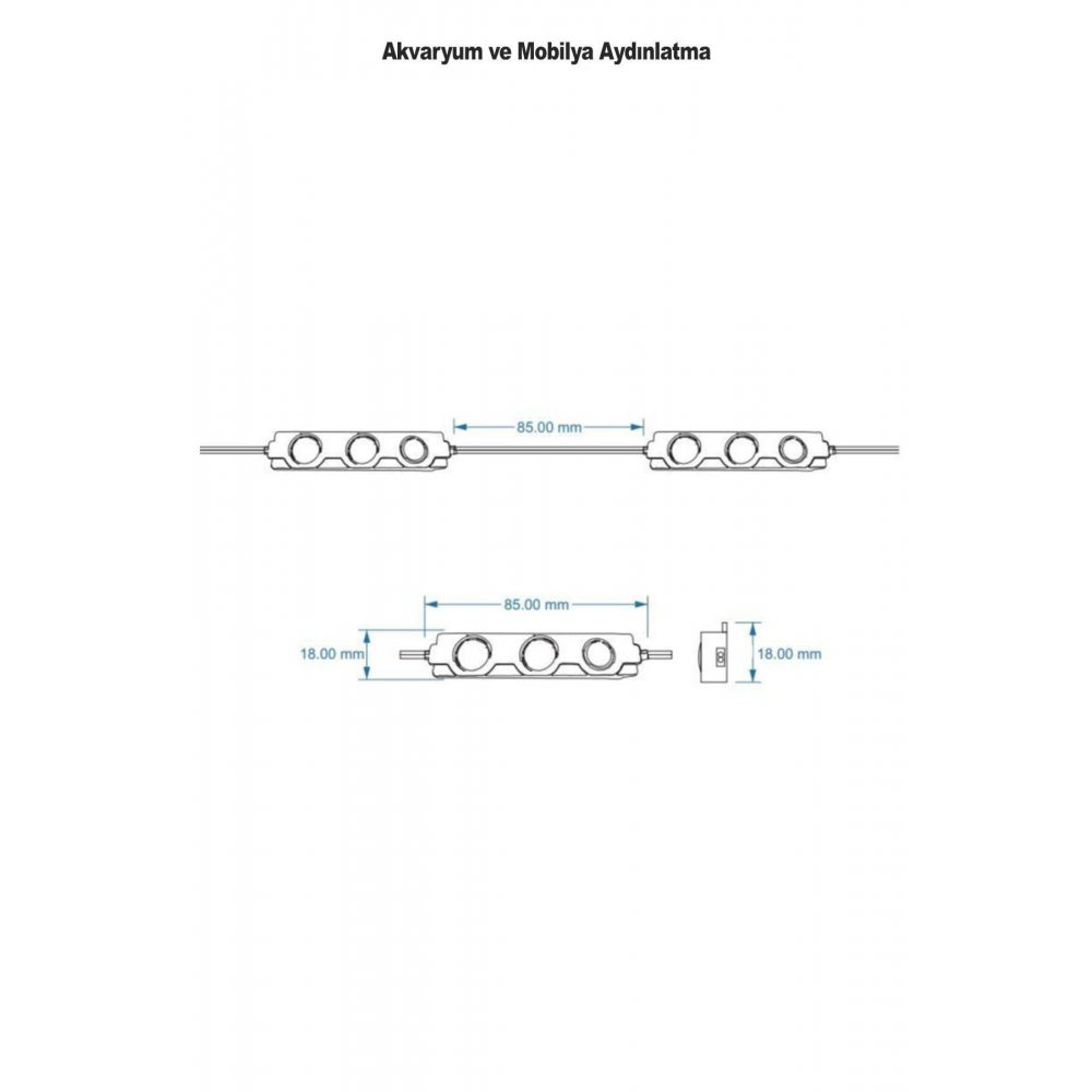 Akvaryum 2'li Modül Led Aydınlatma Mavi Işık Anahtarlı