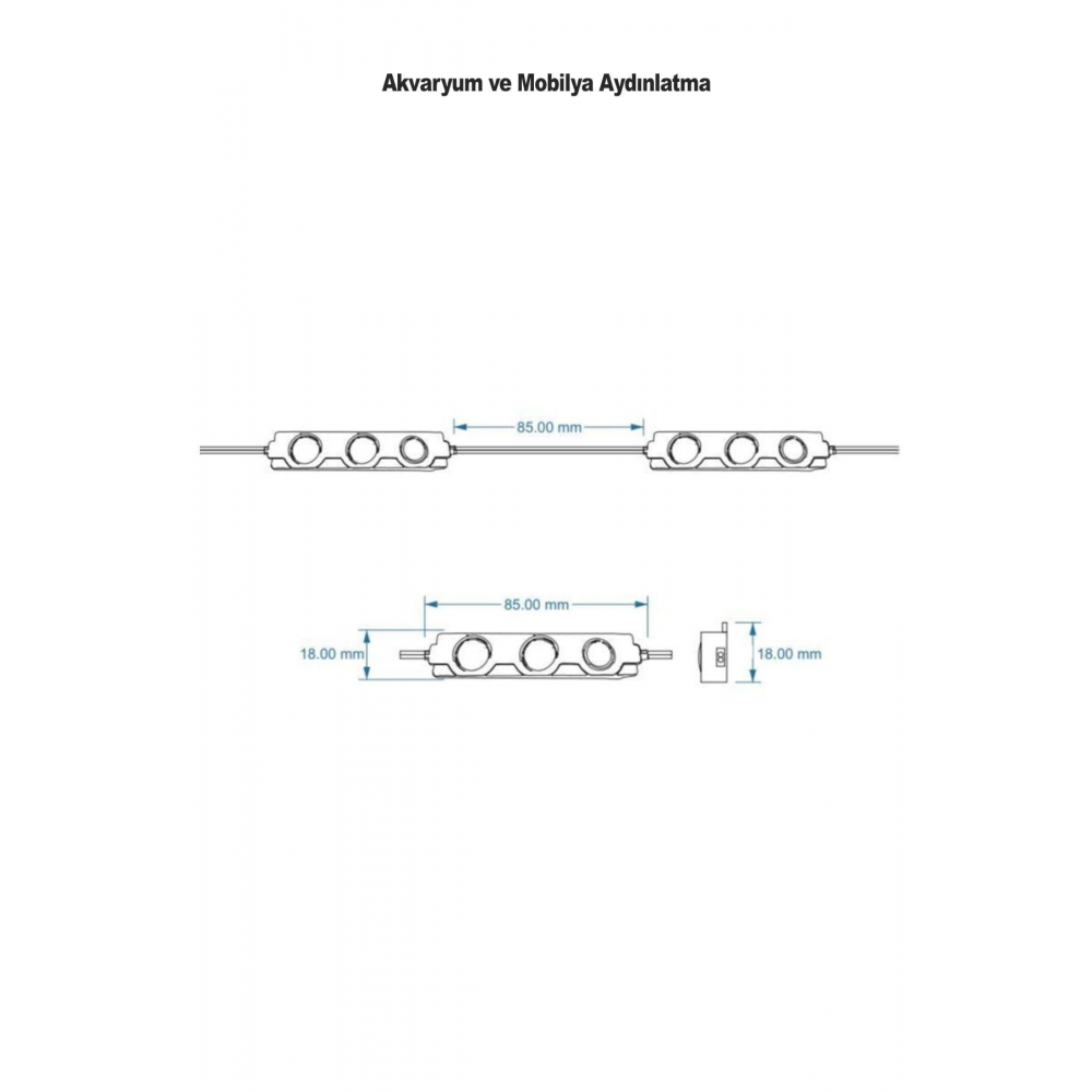 Akvaryum Modül Led Aydınlatma Beyaz Işık Anahtarlı 5'li