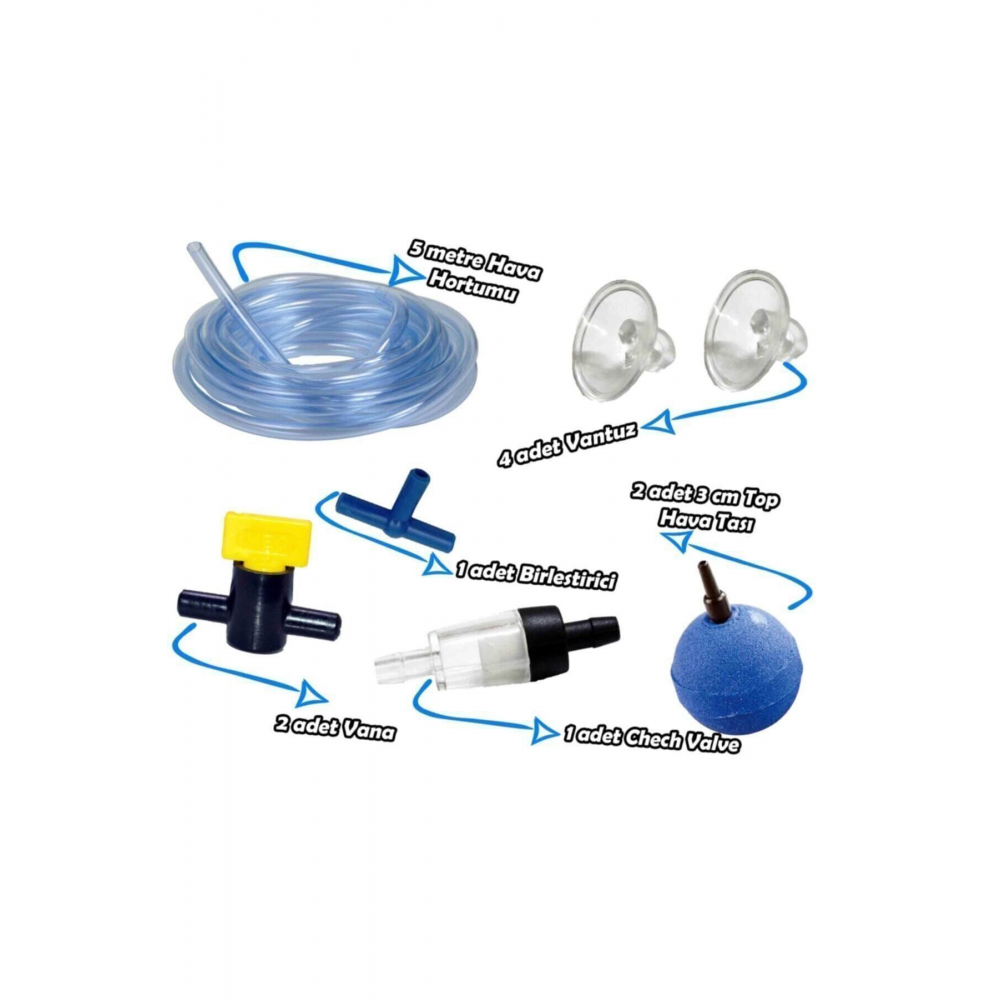 Artı Akvaryum Hava Seti 5 Metre 2x3cm Hava Taşı