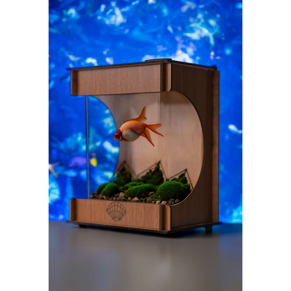 Beta Mini Akvaryum Ahşap Tasarım Kahverengi