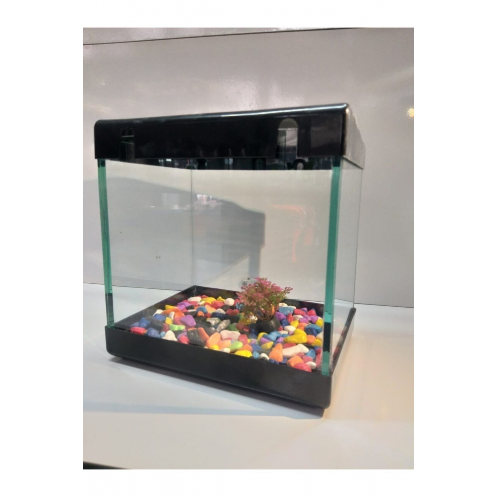 Ibrahimli Petshop Kucuk Akvaryum Aksesuarli Siyah 20 Cm 4 Litre
