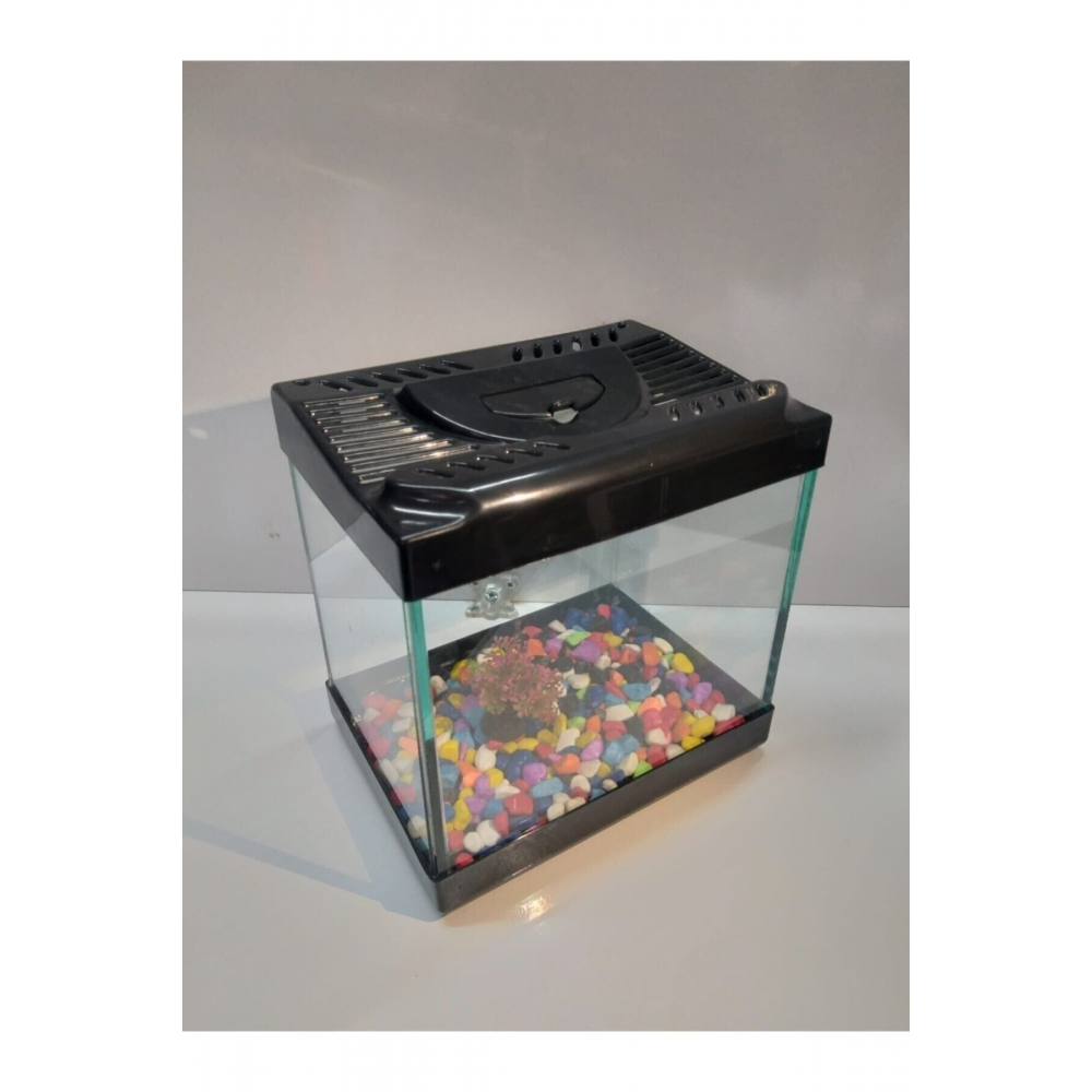 Ibrahimli Petshop Kucuk Akvaryum Aksesuarli Siyah 20 Cm 4 Litre