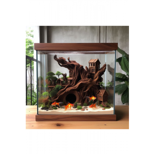 Mobilyalı Akvaryum Masaüstü Akvaryum Ahşap Özel Tasarım Akvaryum Nano Lüks Akvaryum
