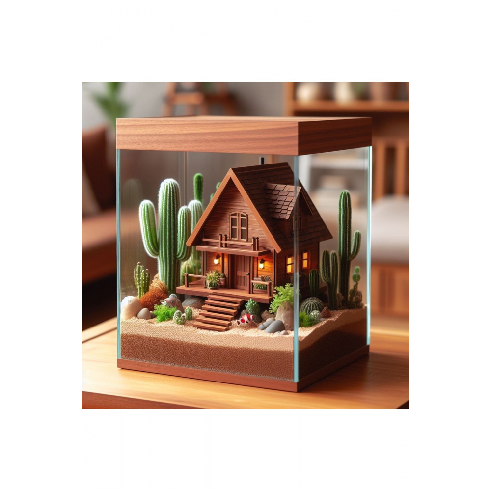 Mobilyalı Akvaryum Masaüstü Akvaryum Ahşap Özel Tasarım Akvaryum Nano Lüks Akvaryum