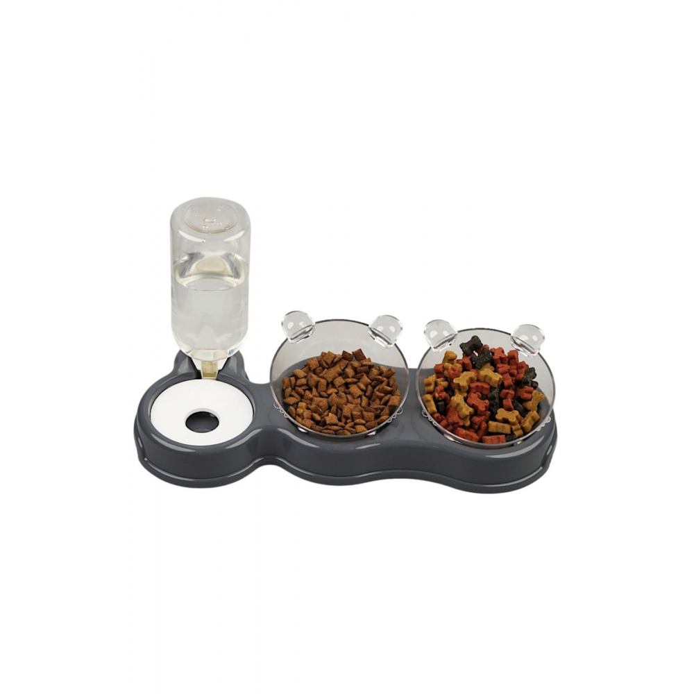 Çift Hazneli- 3' lü Beslenme Mama ve Su Kabı 36*21*16 cm