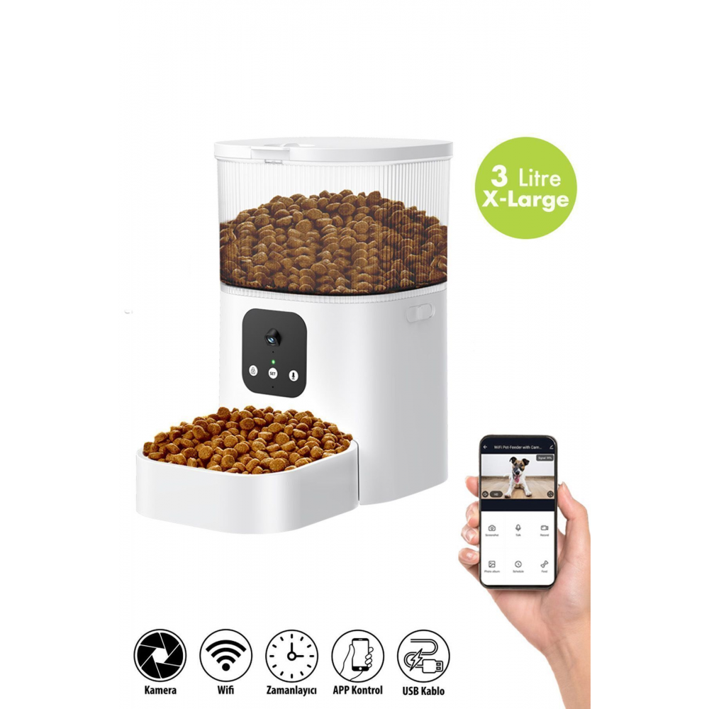 Kiwipets Evcil Hayvan Akıllı Kameralı Multifonksiyon Mama Kabı - Smart Pet Feeder Kpf-10570