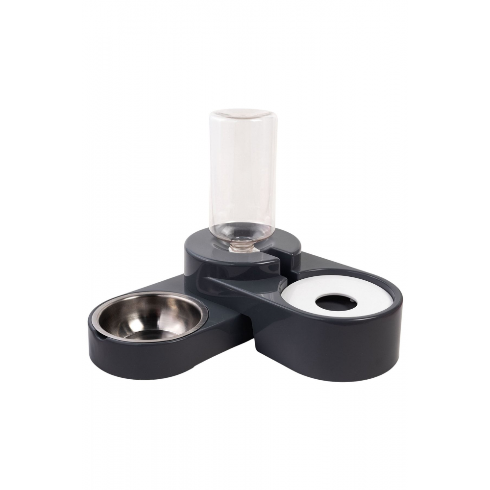 Köşeli Ayarlanabilir Hazneli Çelik Taslı Kedi-köpek Mama Ve Su Kabı Seti 1000ml