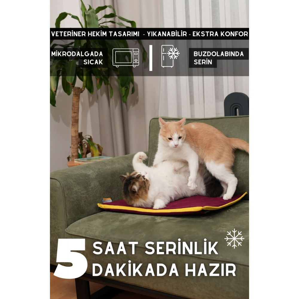 Serin (60X40CM) - 4 Mevsim Kedi/ Köpek Matı, Sıcak Veya Soğuk Kullanılabilen Minder Yatak