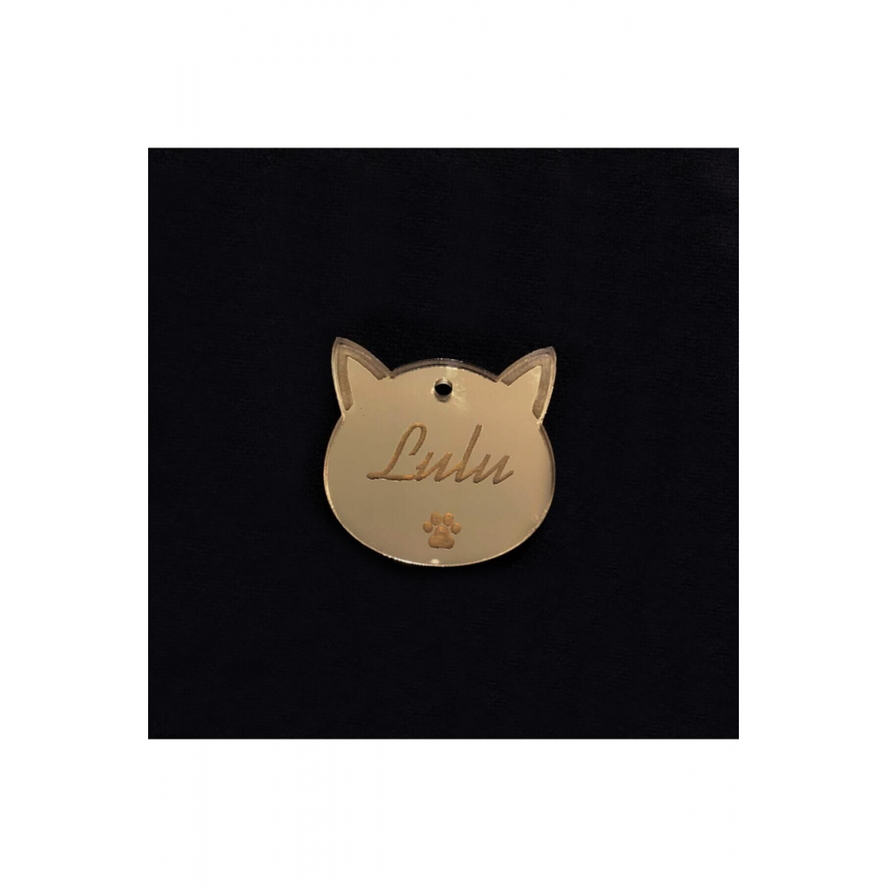 Gümüş Kedi Künye Isimlik Pleksi 2 Adet 3x3 Cm