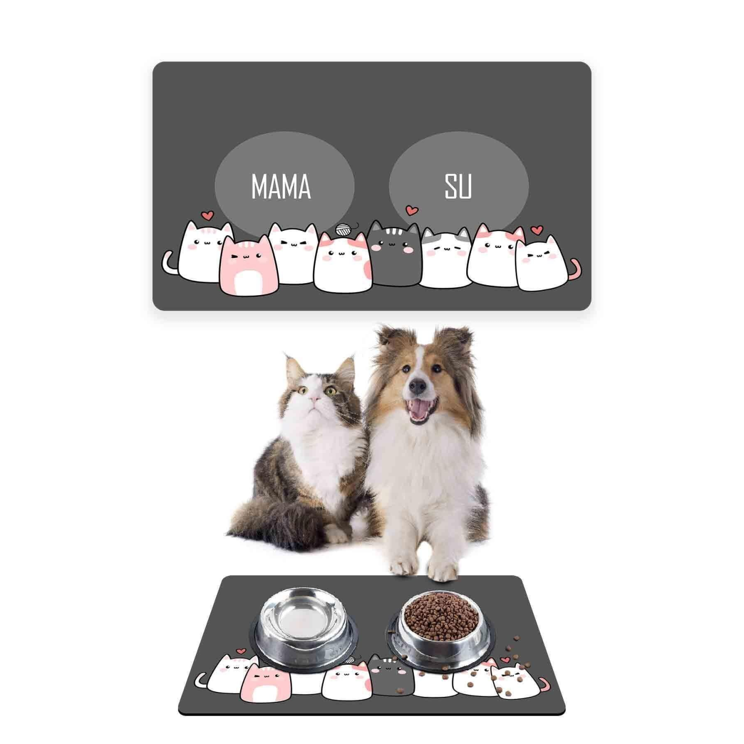 Kaymaz Su Geçirmez Evcil Hayvan Mama Paspası - Kolay Temizlenir, Şık Tasarım, Dayanıklı Malzeme