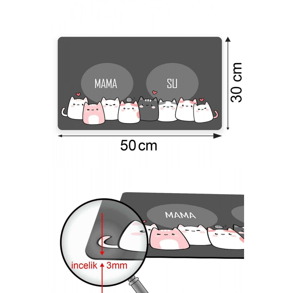 Kaymaz Su Geçirmez Evcil Hayvan Mama Paspası - Kolay Temizlenir, Şık Tasarım, Dayanıklı Malzeme