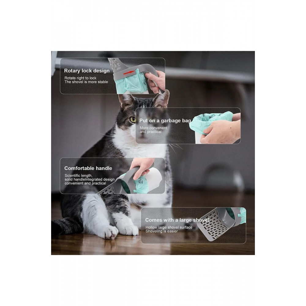 Yeni Nesil Kedi Kumu Küreği ve 4'lü kaka poşeti hediyeli