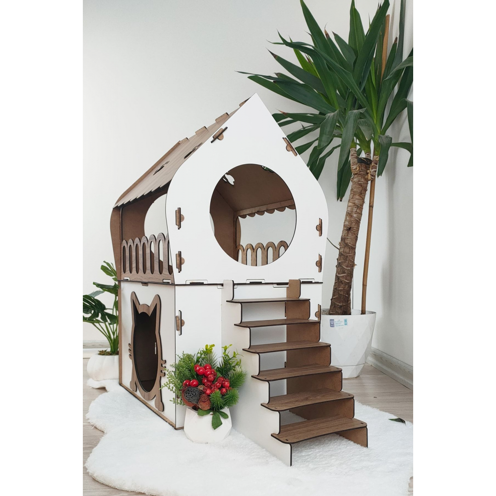 Kedi Evi 2 Katlı Merdivenli