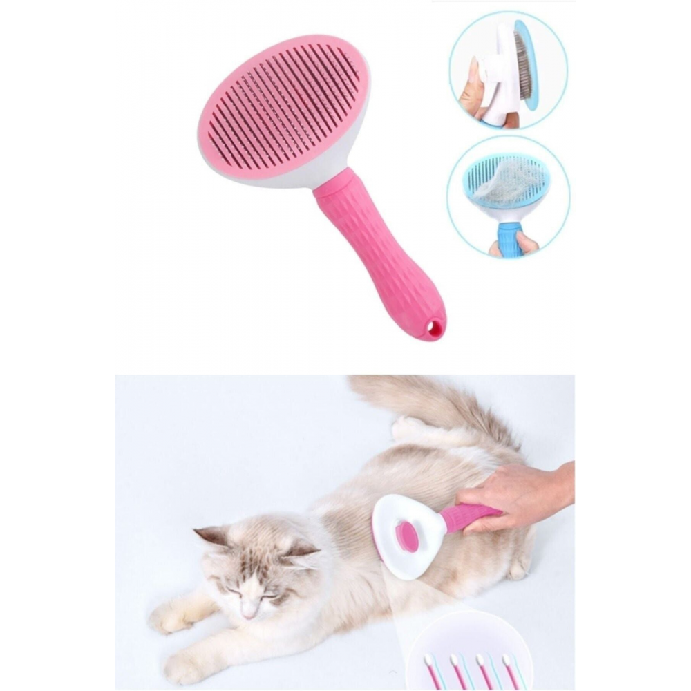 Otomatik Temizlenen Tuşlu Evcil Hayvan Fırçası Kedi Köpek Tüy Toplayıcı Tarak