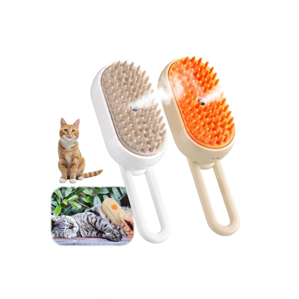 Saplı Buharlı Kedi Tarağı, Buharlı Kedi & Köpek Yıkama Fırçası Tarağı Yumuşak Silikonlu