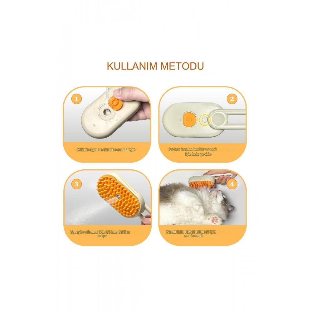 Saplı Buharlı Kedi Tarağı, Buharlı Kedi & Köpek Yıkama Fırçası Tarağı Yumuşak Silikonlu