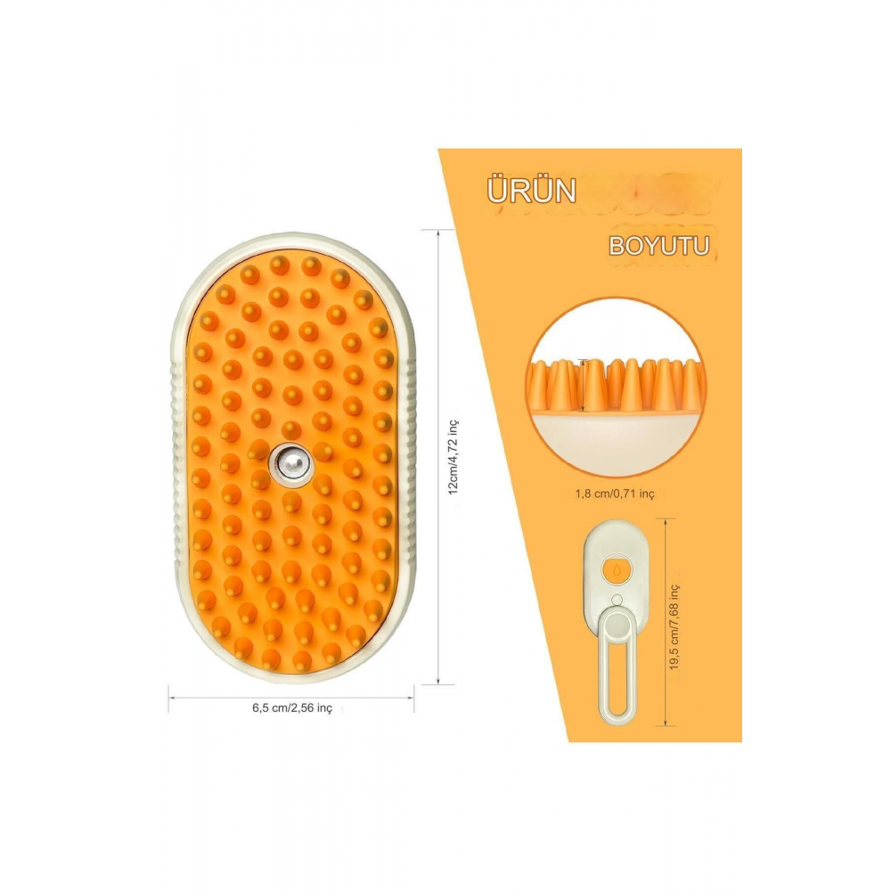 Saplı Buharlı Kedi Tarağı, Buharlı Kedi & Köpek Yıkama Fırçası Tarağı Yumuşak Silikonlu