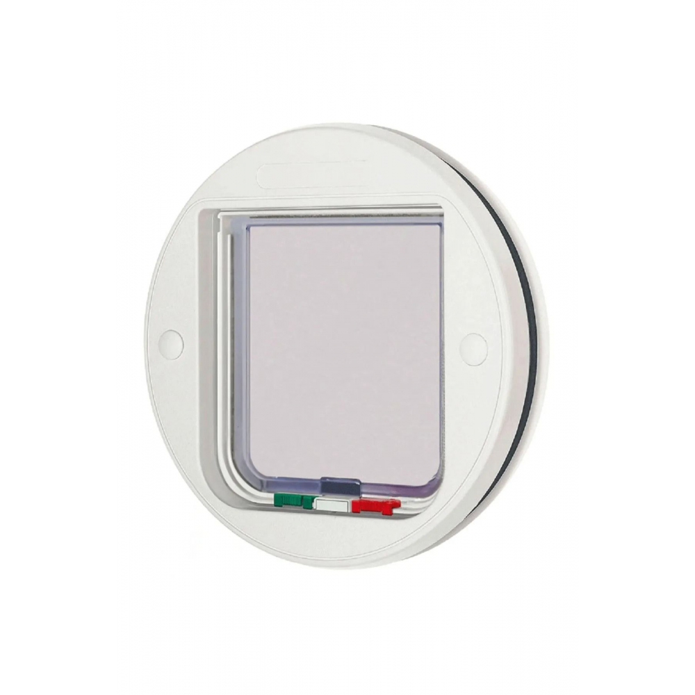 Meoworbi Beyaz Yuvarlak Cam Kedi Kapısı Çift Yönlü 4 Yönlü Kilitli Çift Yönlü