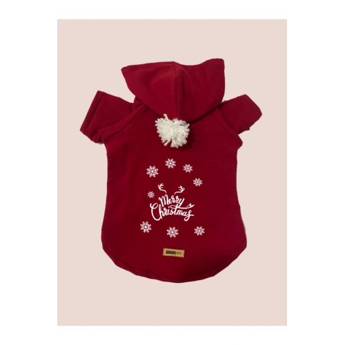 Kapişonlu Sweatshirt Köpek Ve Kedi Yılbaşı Kıyafeti - Yılbaşı Özel Noel Baba - M Beden