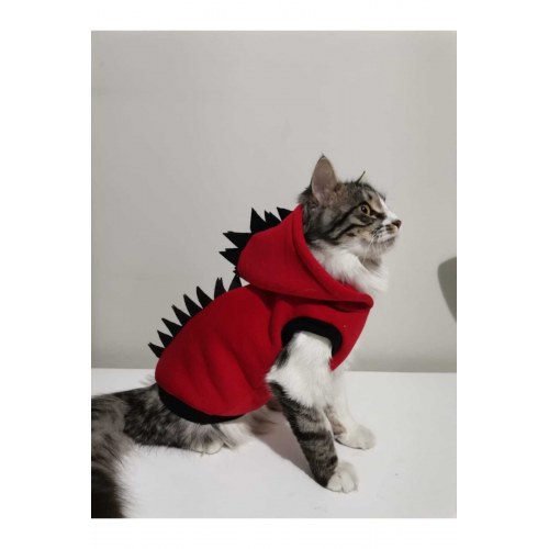 Tuğbafashion Kırmızı Dino Kapüşonlu (L) Beden (4-6) Kg Için Uygundur
