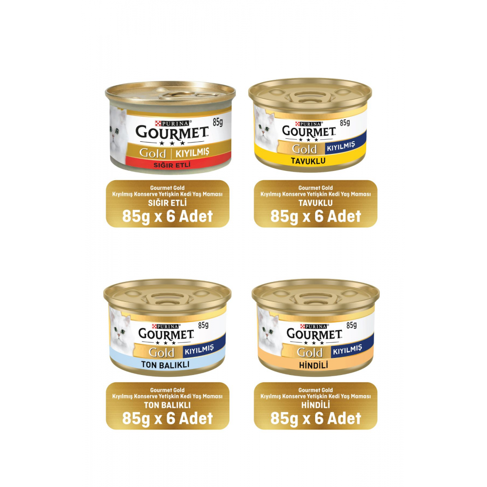 Gold Karışık Kıyılmış Konserve Yetişkin Kedi Yaş Maması 24 X 85 G