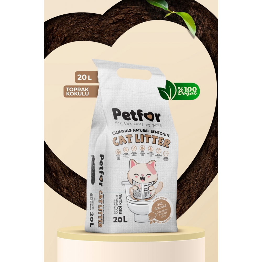 20 Lt Toprak Kokulu Yeni Nesil Organik Kahverengi Kedi Kumu