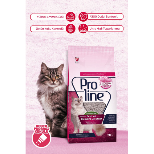 Bebek Pudrası Kokulu Bentonit Kedi Kumu 20 Lt