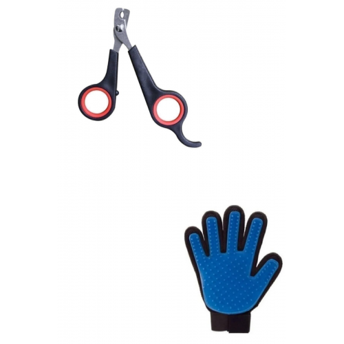 Kedi Köpek Tüy Tarama Fırça Eldiven Kedi Köpek Tırnak Makası 2 Li Set