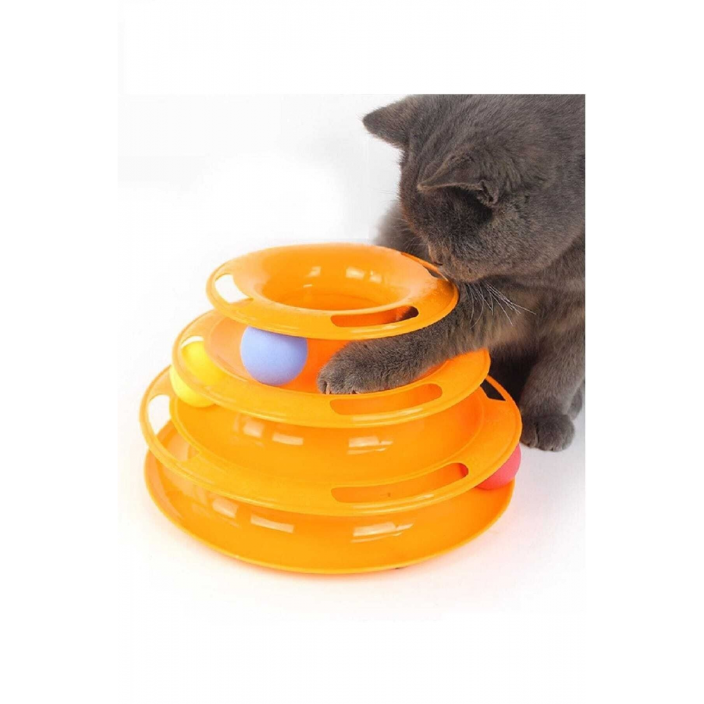Toplu Yuvarlak Kedi Oyuncağı Kedi Eğlencesi Turuncu