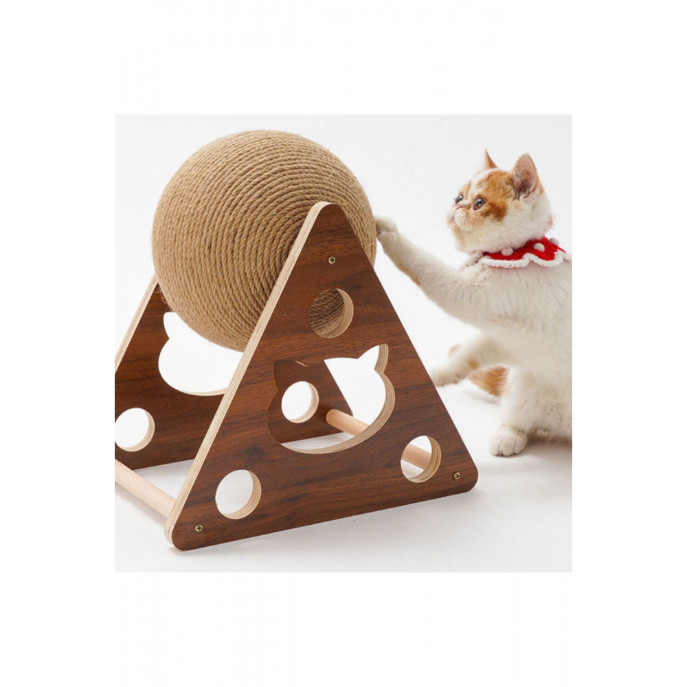 Ahşap Ipli Kedi Oyuncagi Topu Kedi Tırmalaması