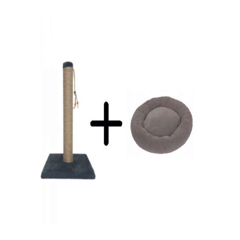 Kedi Tırmalama Tahtası , Polar Simit Kedi Yatağı 2'li Set Gri Renk