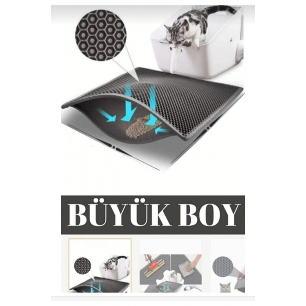 Büyük Boy Kedi Tuvaleti Önü Elekli Kedi Kumu Paspası