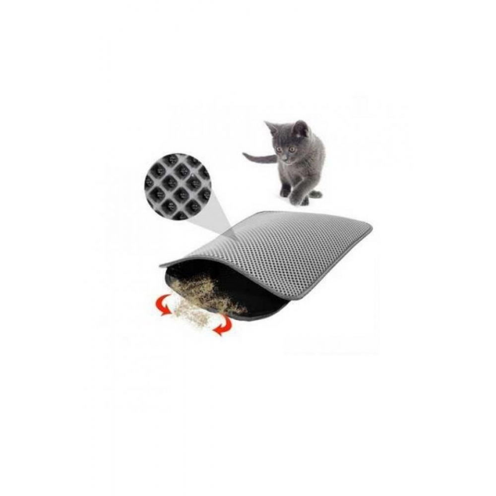 Elekli Kedi Tuvalet Önü Paspası 60 x 45 cm Gri