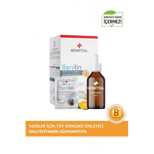 Benitin Kediler Için Tüy Sağlığı Destekleyici Multivitamin Kedi Tüy Dökümü Önleyici Damla Biyotin